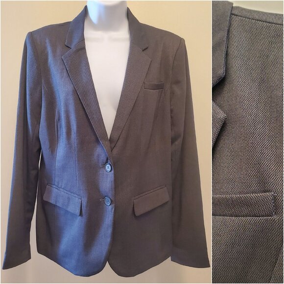 Apt. 9 Women's Notch Collar Blazer Suit Jacket Gray Birdseye - (12) - Picture 1 of 14